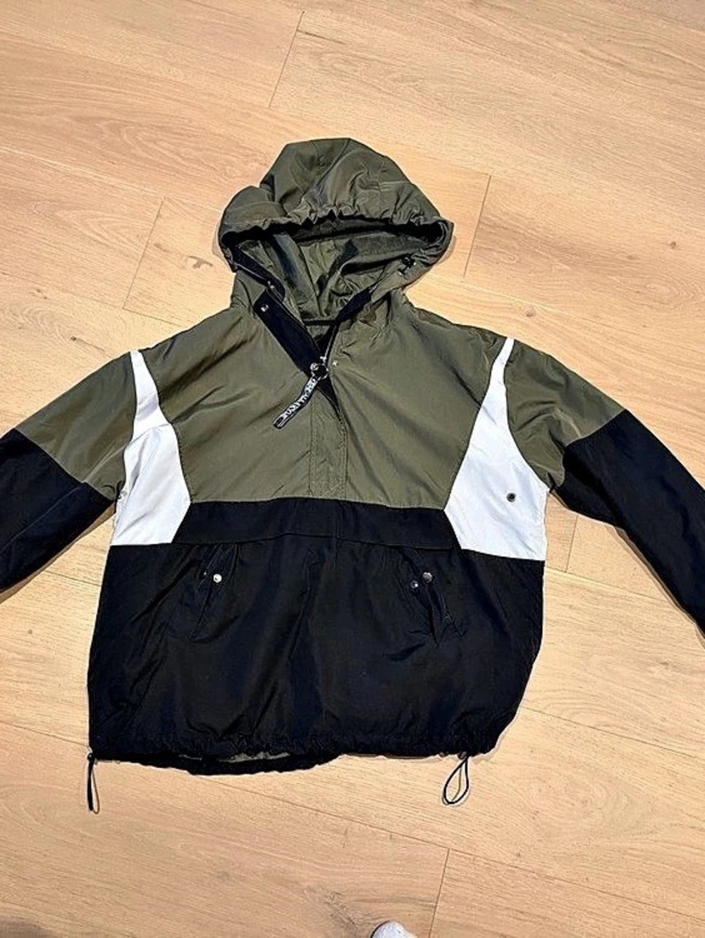 Kendall & Kylie Color Block Anorak Jacket Green Black XL